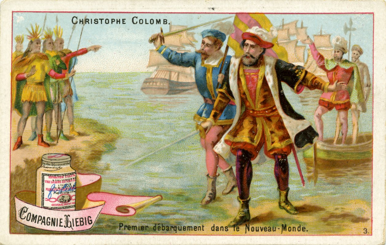 Christoffel Columbus arriveert in de Nieuwe Wereld door Unbekannter Künstler