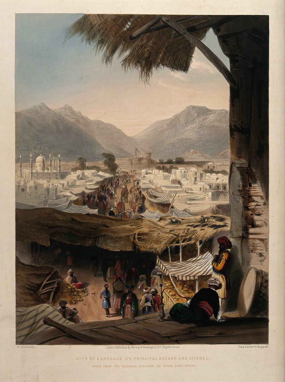 Stad Kandahar, met de belangrijkste bazaar en citadel, Afghanistan. door Unbekannter Künstler