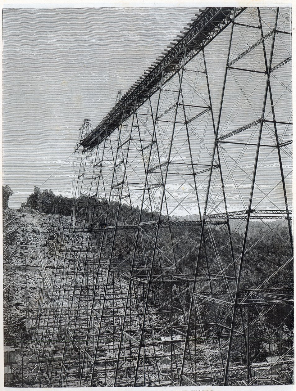 Constructie van het Kinzua-viaduct door Unbekannt