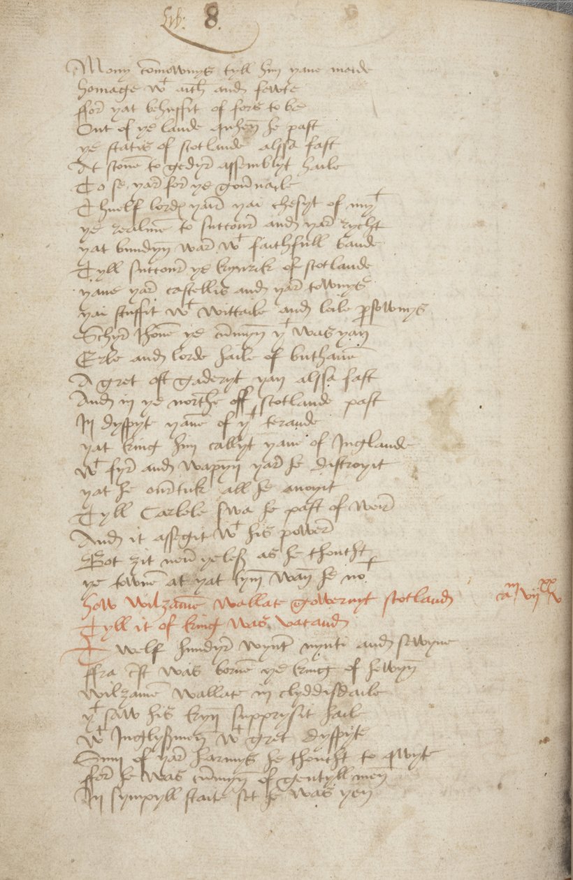 Kopie van de Kroniek van Andrew of Wyntoun, Fol 319 verso (detail), ca. 1550 door Unbekannt