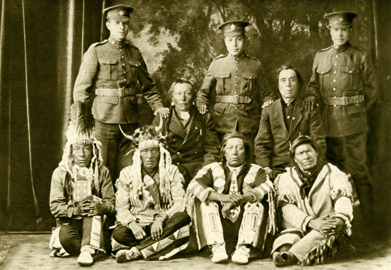 Cree First Nations Canadezen tijdens de Eerste Wereldoorlog door Unbekannter Künstler