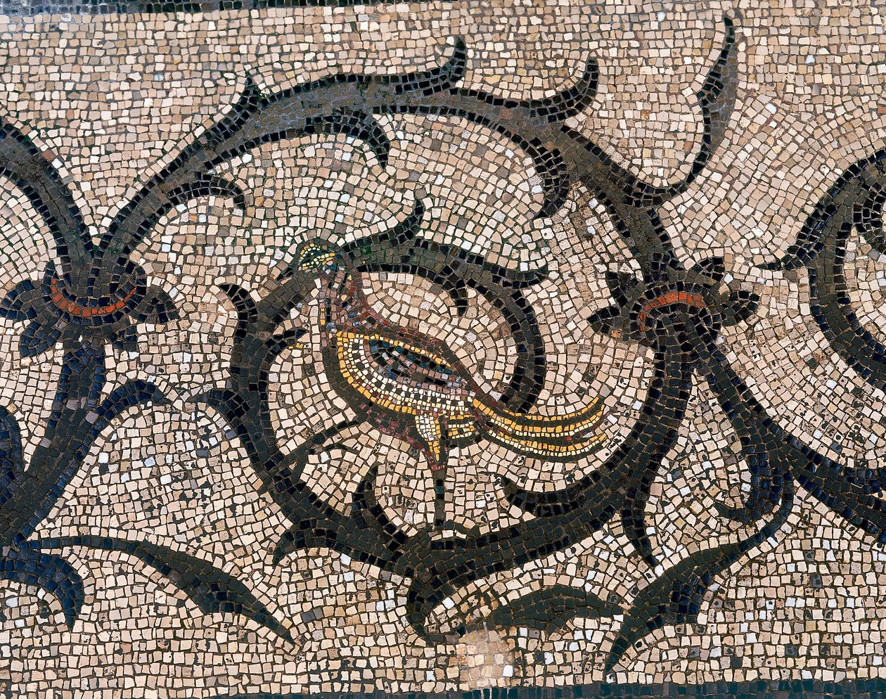 Detail van de vloer van de vroegchristelijke basiliek van Aquileia, Udine door Unbekannt