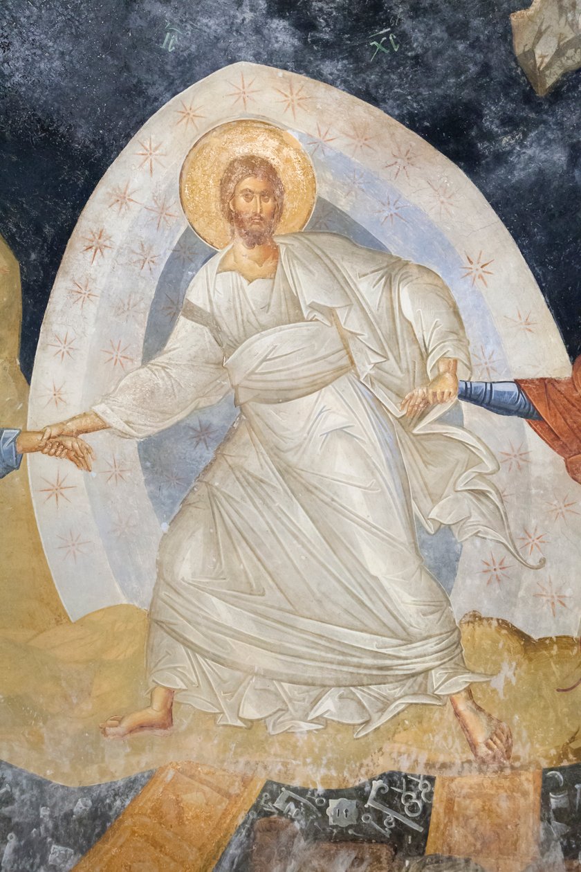 Detail van de Anastasis-fresco, kerk van de St. Verlosser in Chora, Parekklesion door Unbekannter Künstler