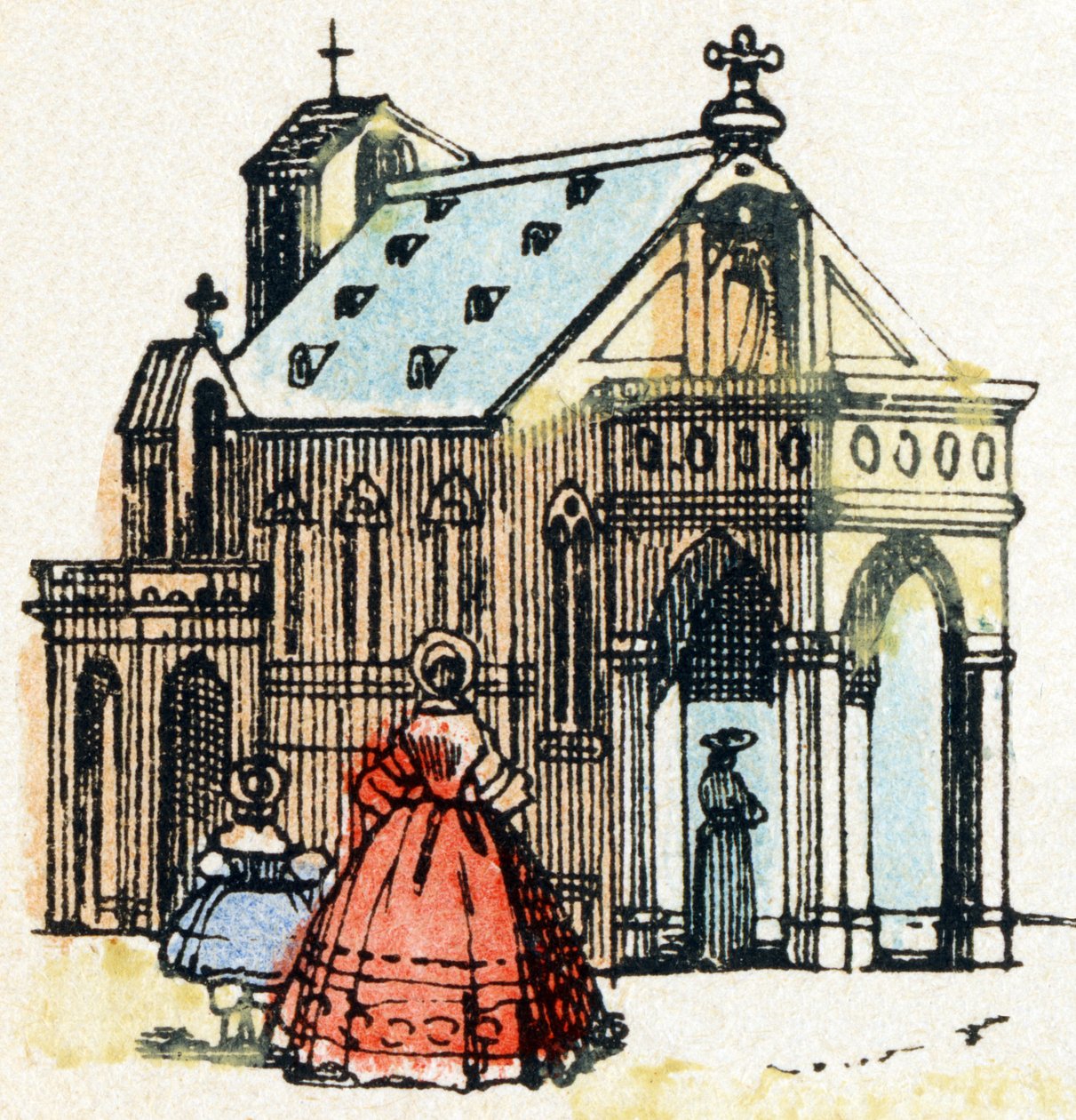 E - Kerk - Alfabet - Kindervermaak - Beeld van Epinal, populaire serie ca. 1890 (illustratie) door Unbekannt