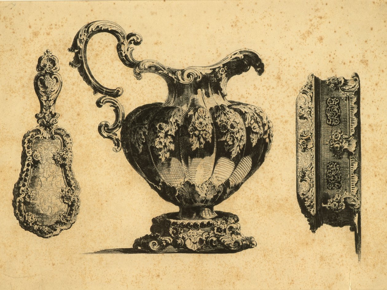 Gravure die drie schoonheidsaccessoires afbeeldt door Prins Pavel (Paul) Grigoryevich Demidoff (1738-1821) door Unbekannt