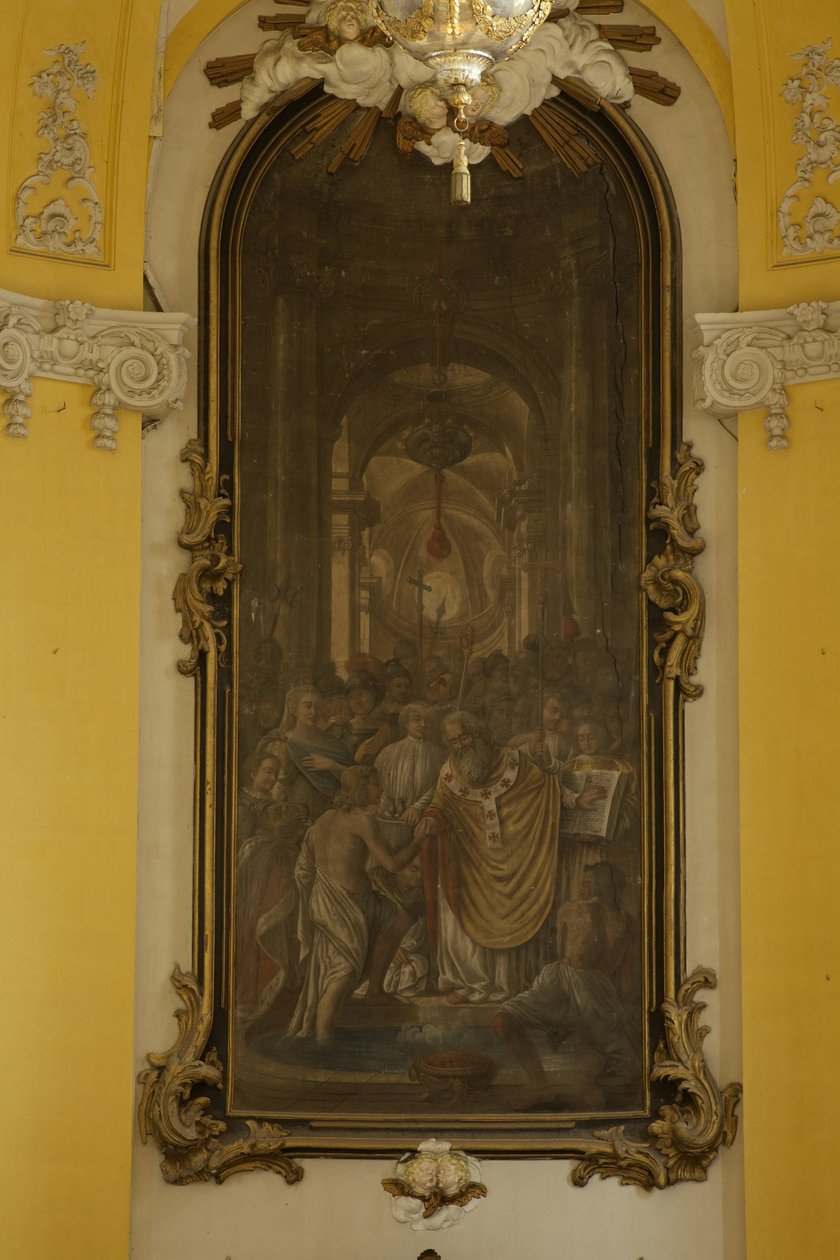 Frankrijk. Grote Oost. MURTHE-EN-MOSELLE. Luneville. Kerk van Sint-Jacobus. Schilderij door Jean Girardet in het koor. Barokkunst. Architectuur. Fotografie door Unbekannt