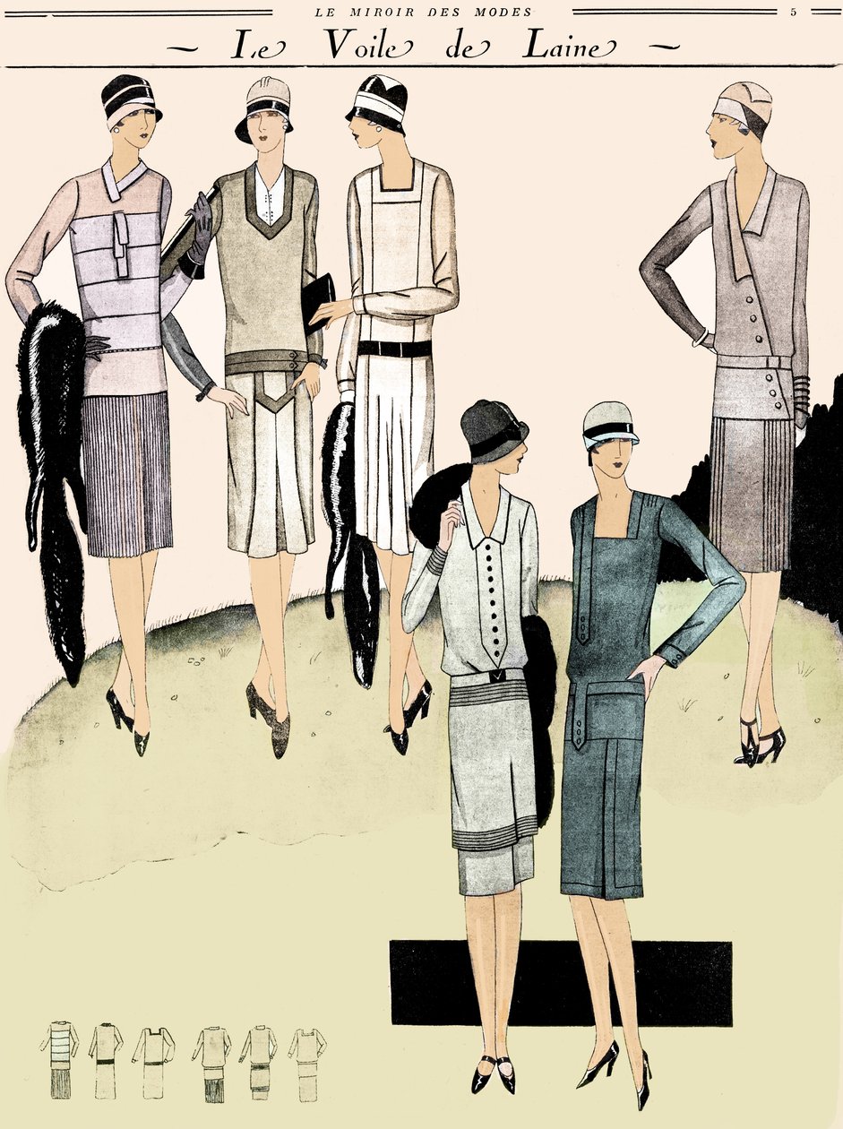 Modejurken in de lente van 1928 door Unbekannter Künstler