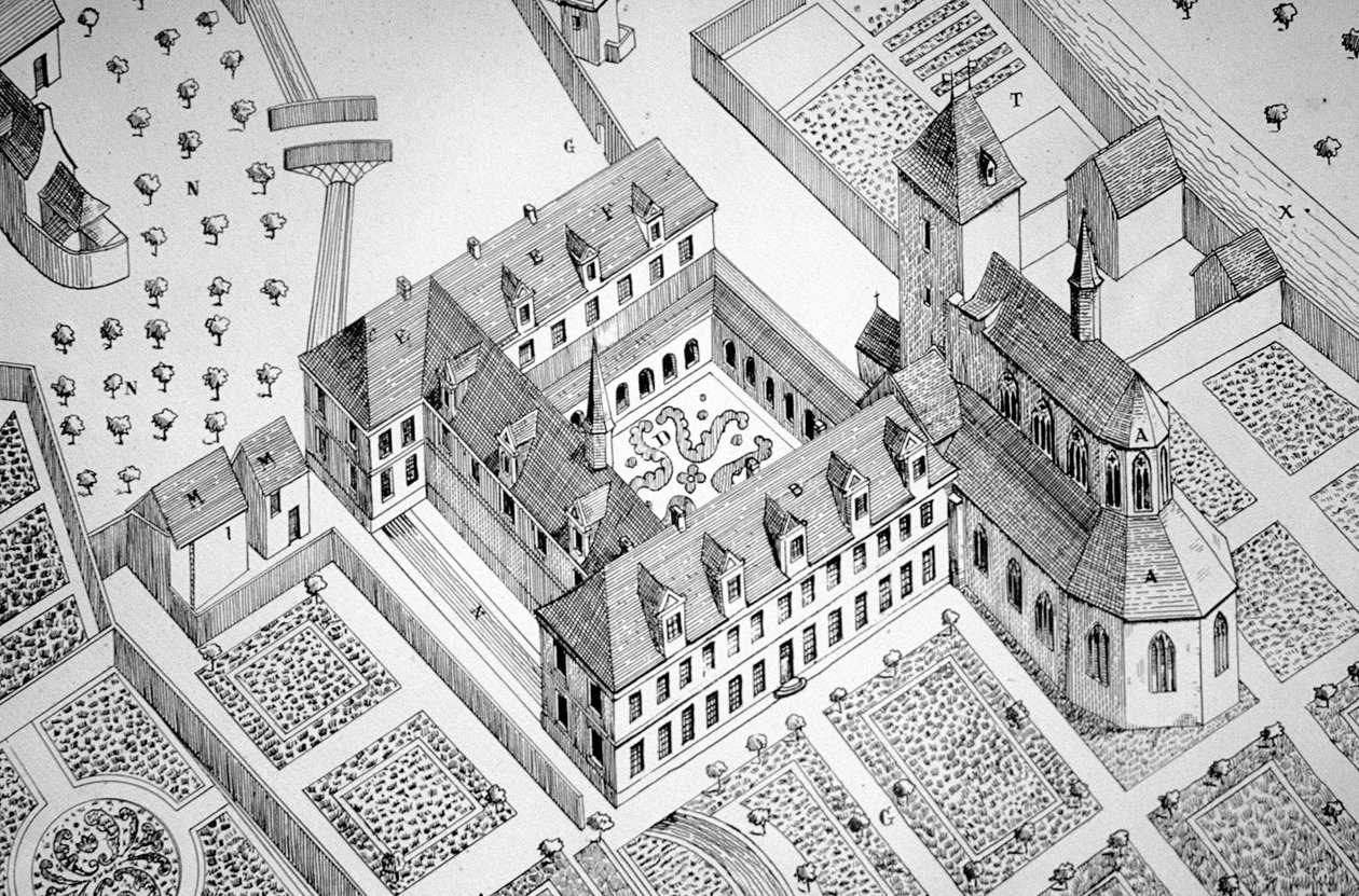 Frankrijk - Orne - Departement 61 - Lonlay - Gravure van de Abdij door Unbekannt