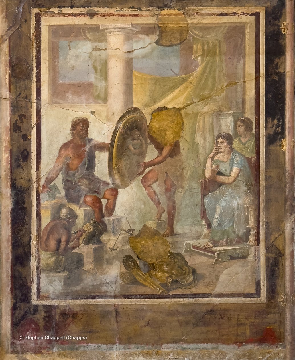Fresco van Thetis in de werkplaats van Hephaestus, die een harnas bestelt voor Achilles door Unbekannter Künstler