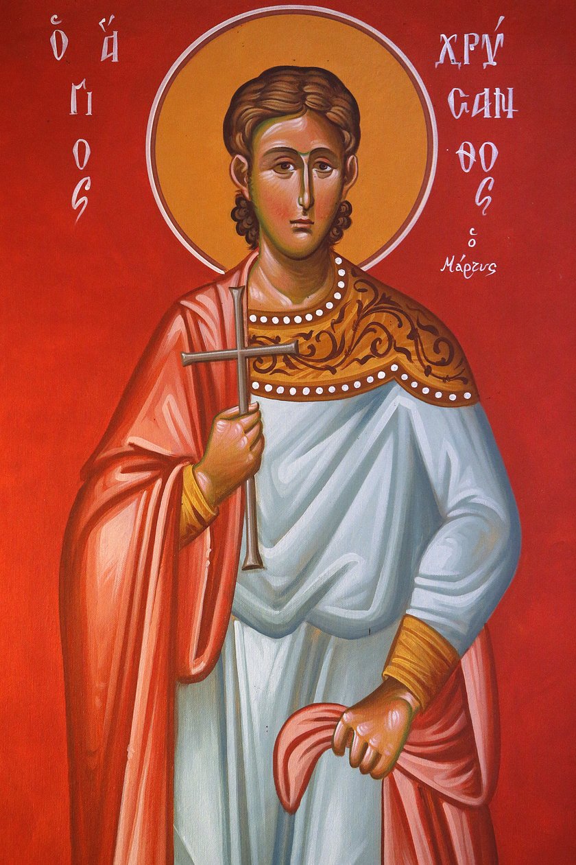 Fresco in Heilig Kruis kerk, Heilige Chrysanthos door Unbekannt