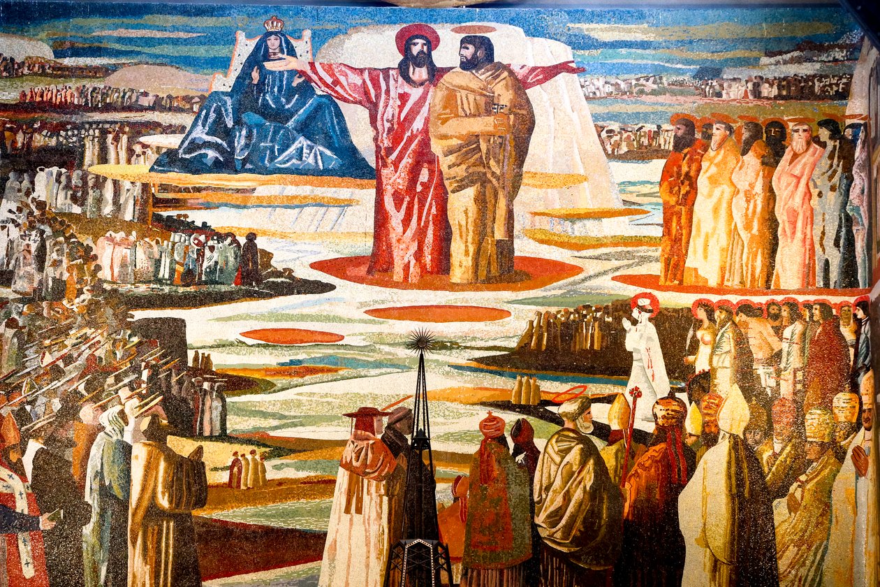 Fresco in de Annunciatie Rooms-katholieke basiliek, Nazareth, Galilea, Israël. door Unbekannt