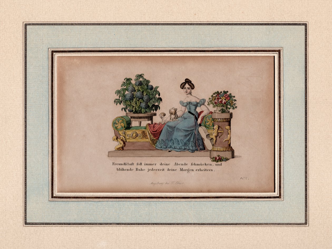 Vriendschap zal altijd je avonden sieren, Augsburg, ca. 1830 (gravure) door Unbekannter Künstler