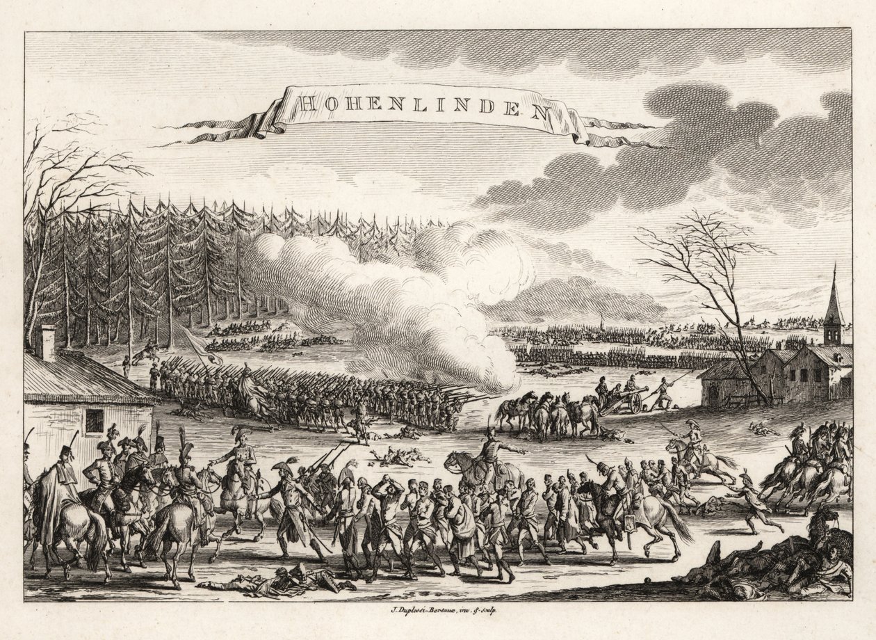Generaal Jean Victor Marie Moreau leidt het Franse revolutionaire leger naar de overwinning bij de Slag bij Hohenlinden tegen de Oostenrijkers en Beieren door Unbekannt