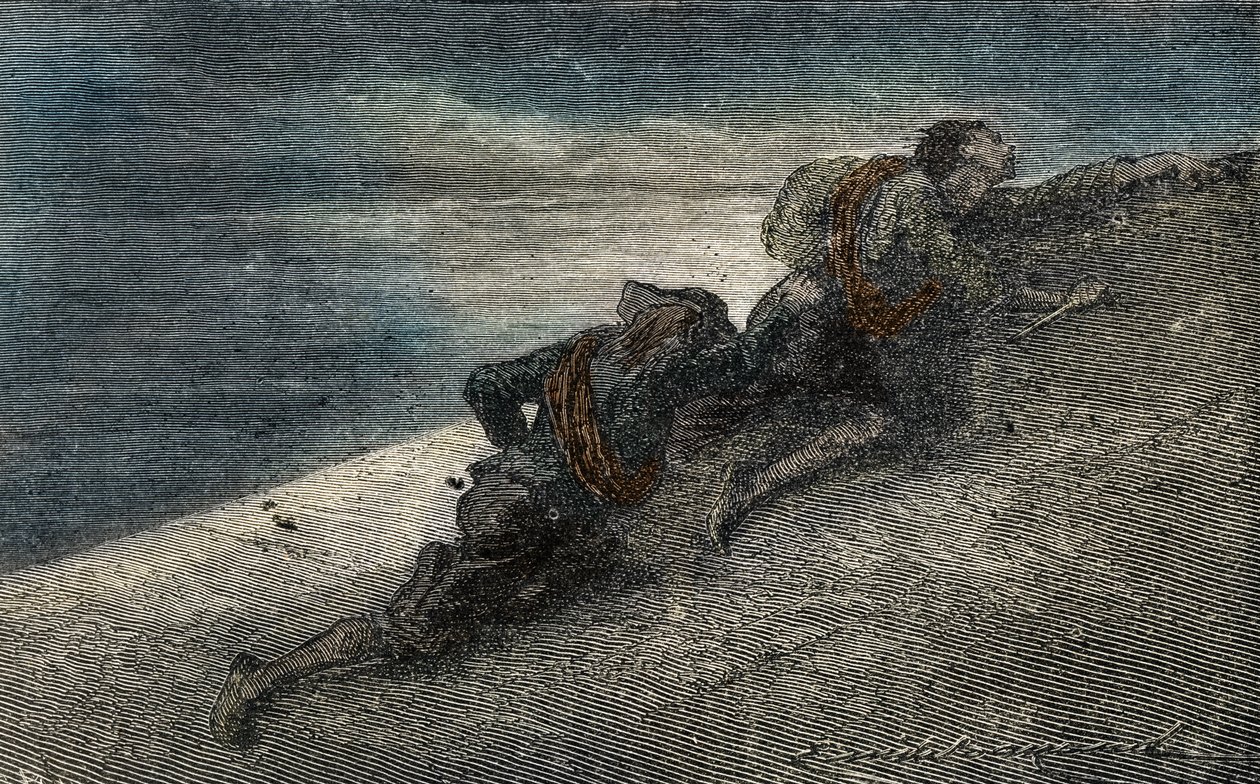 Giacomo Casanova en Marin Balbi ontsnappen uit de gevangenis des Plombs in Venetië door een tunnel te graven in de cel door Unbekannter Künstler