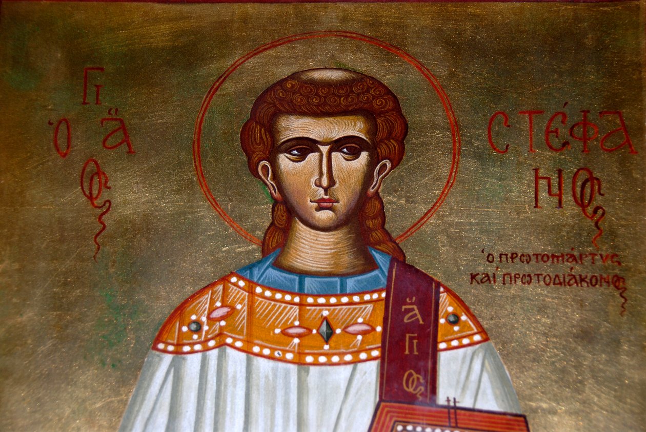 Icoon van Sint Stefanos in de Kerk van Agios Stefanos, Lesbos, Egeïsche Zee, Griekenland door Unbekannt