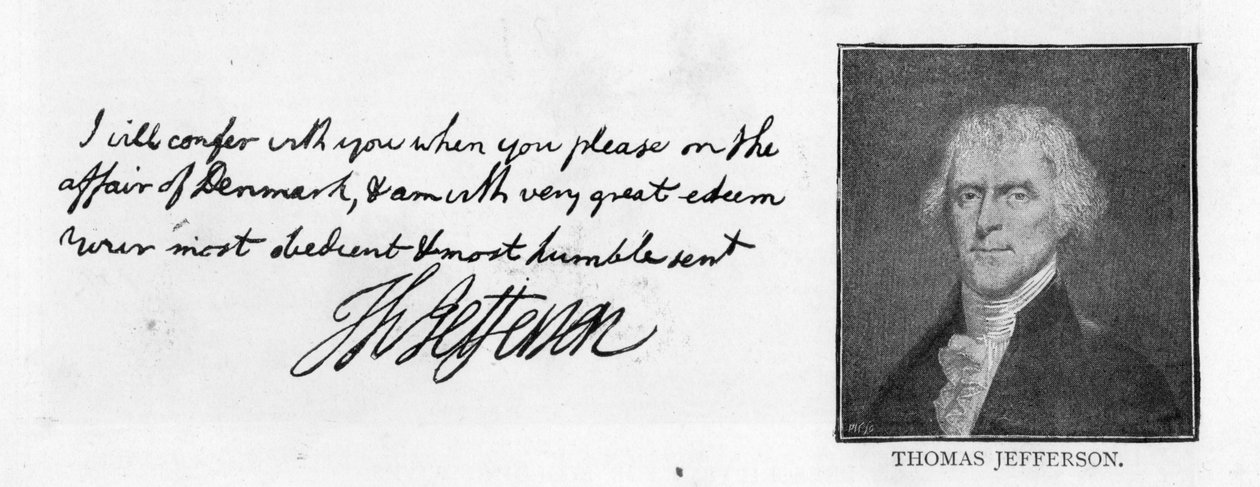 Handschrift en handtekening uit een brief van Thomas Jefferson aan John Paul Jones, geschreven in Parijs, 11 juli door Unbekannt