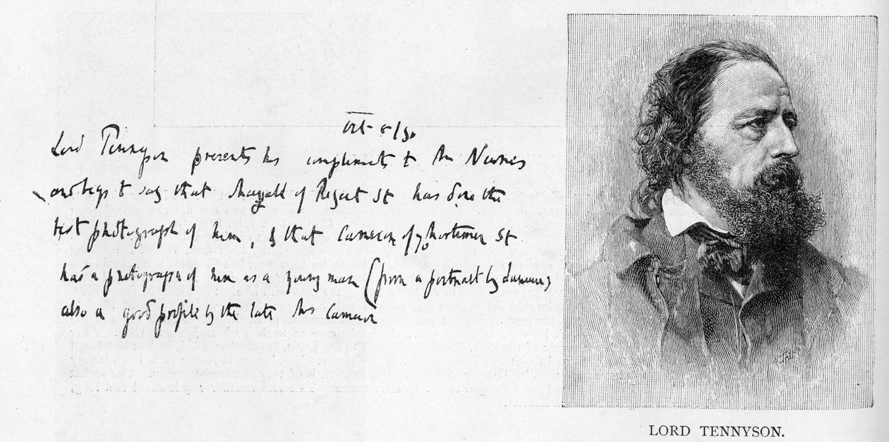 Handschrift en handtekening van Lord Tennyson door Unbekannt