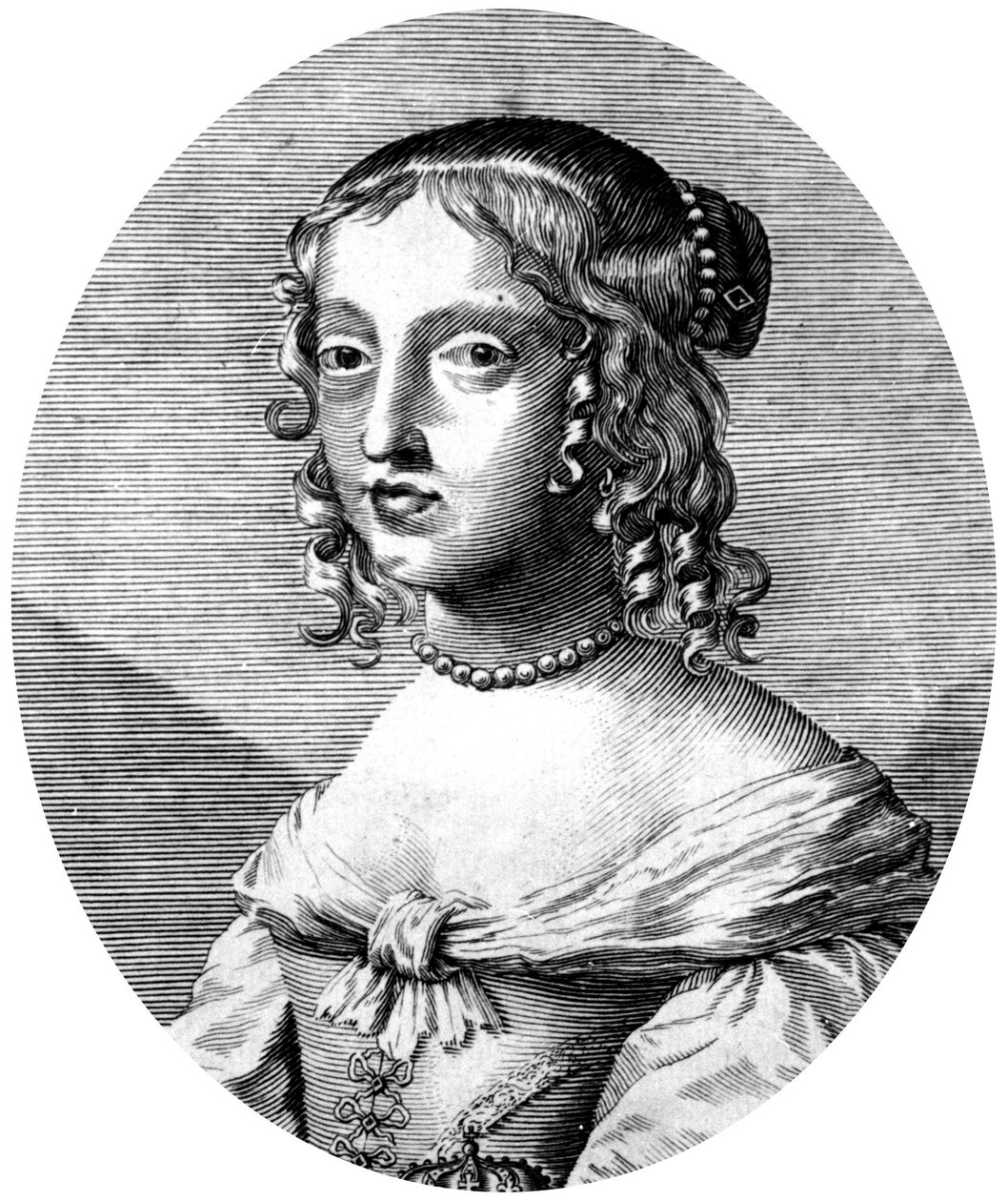 Henrietta Anne Engelse prinses en hertogin van Orléans dochter van koning Karel I, vrouw van Philippe van Orléans (broer van de Franse koning Lodewijk XIV), gravure door Unbekannter Künstler