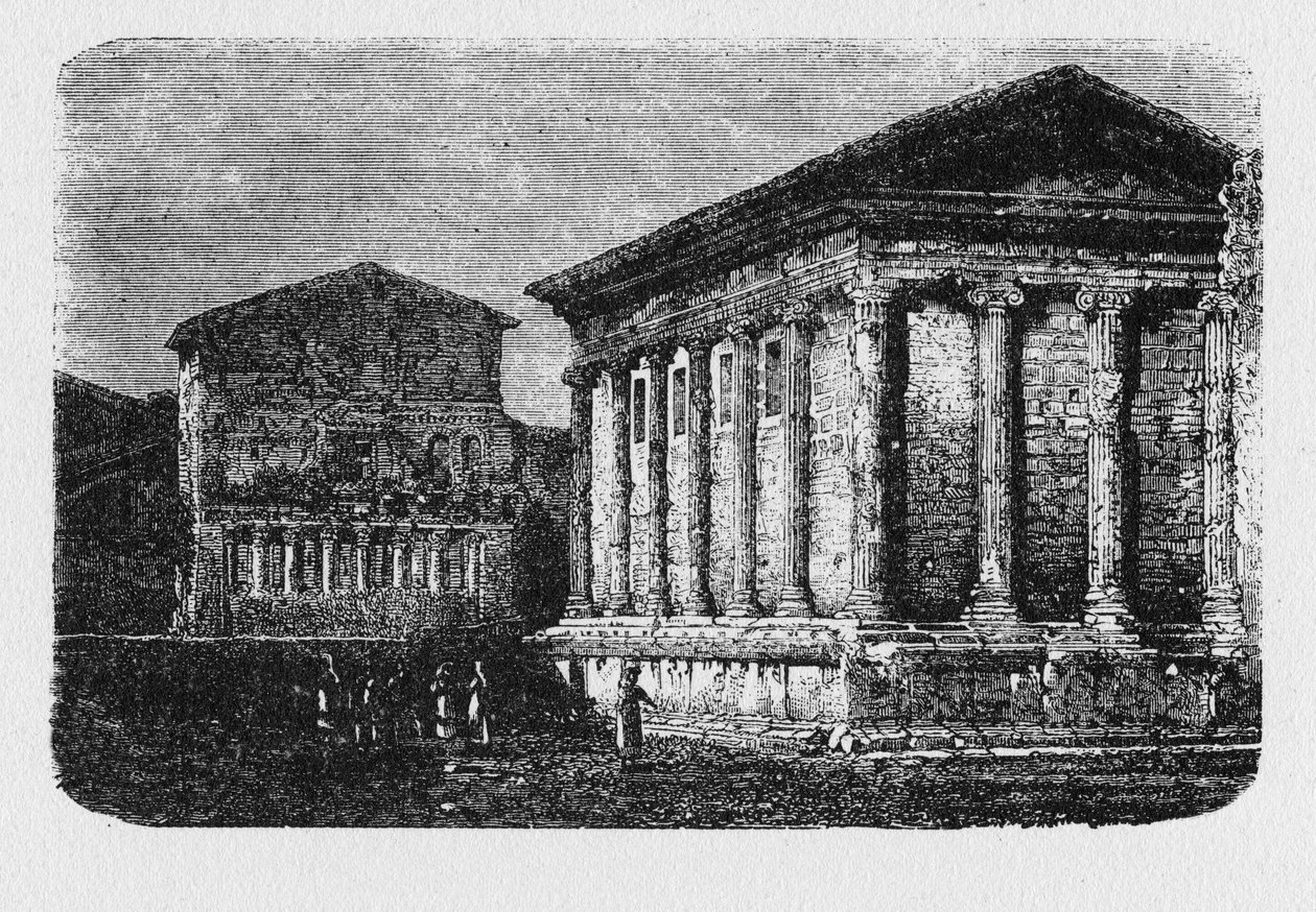 Geschiedenis van het oude Rome. Tempel van Portunus is een oud gebouw in Rome, Italië, de belangrijkste tempel gewijd aan de god Portunus in de stad. door Unbekannt
