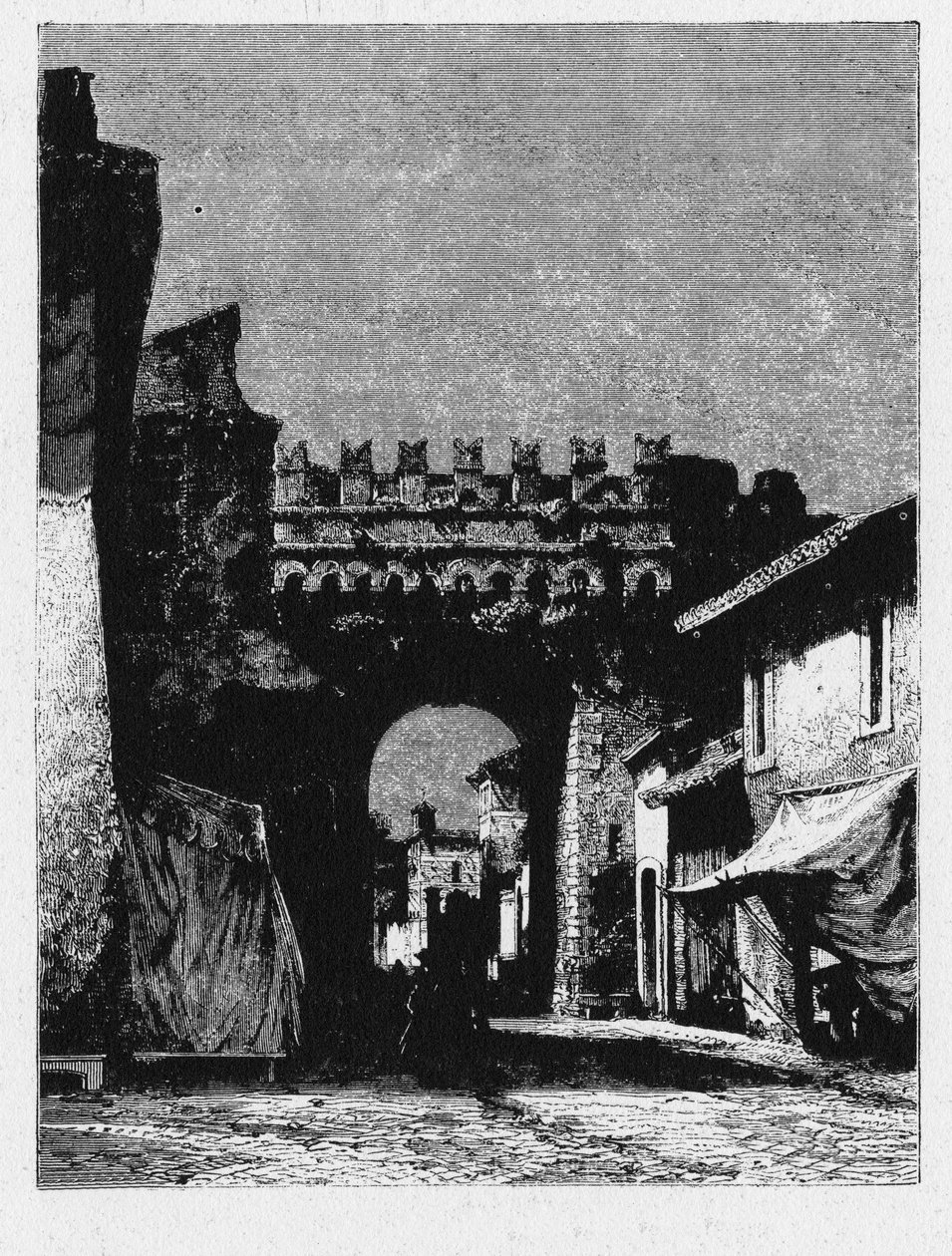 Geschiedenis van het oude Rome. De Porta Settimiana is een poort in de Aureliaanse Muur in Rome door Unbekannt