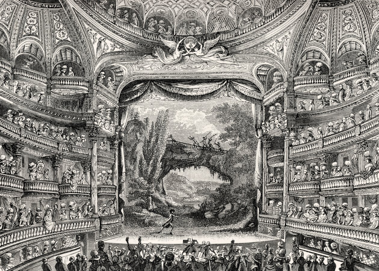 Geschiedenis van het theater: Het Variétés Amusantes theater in Parijs (nu het Théâtre-Français) door Unbekannter Künstler