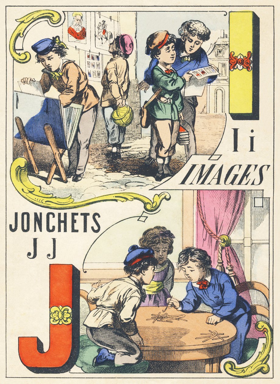 I J: afbeeldingen, jonchets - Spelletjes Alfabet, c.1890 door Unbekannt