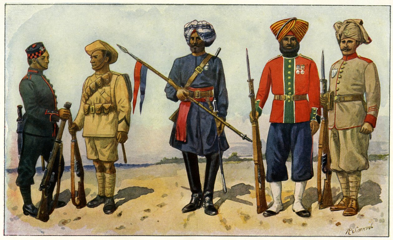 Indiase Soldaten uit het Britse Rijk tijdens de Eerste Wereldoorlog door Unbekannter Künstler