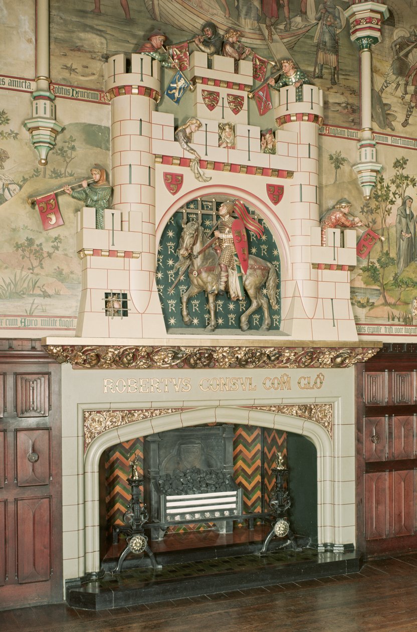 Interieur, detail van een open haard, Cardiff Castle, Wales, ca. 1875 door Unbekannt
