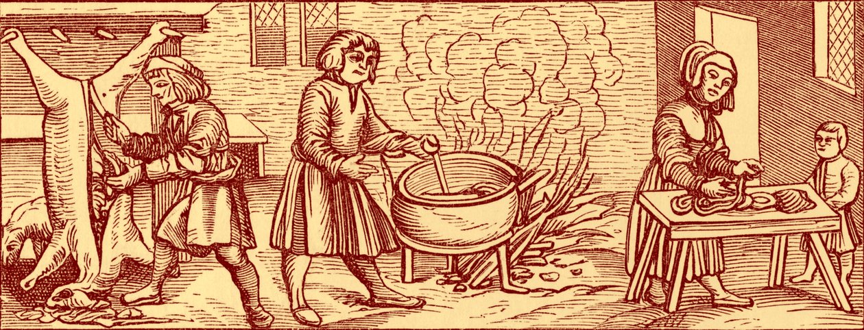 Interieur van een keuken in de zestiende eeuw door Unbekannter Künstler