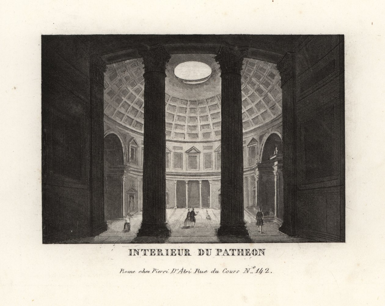 Interieur van het Pantheon met de cassettekoepel en oculus, Rome door Unbekannt