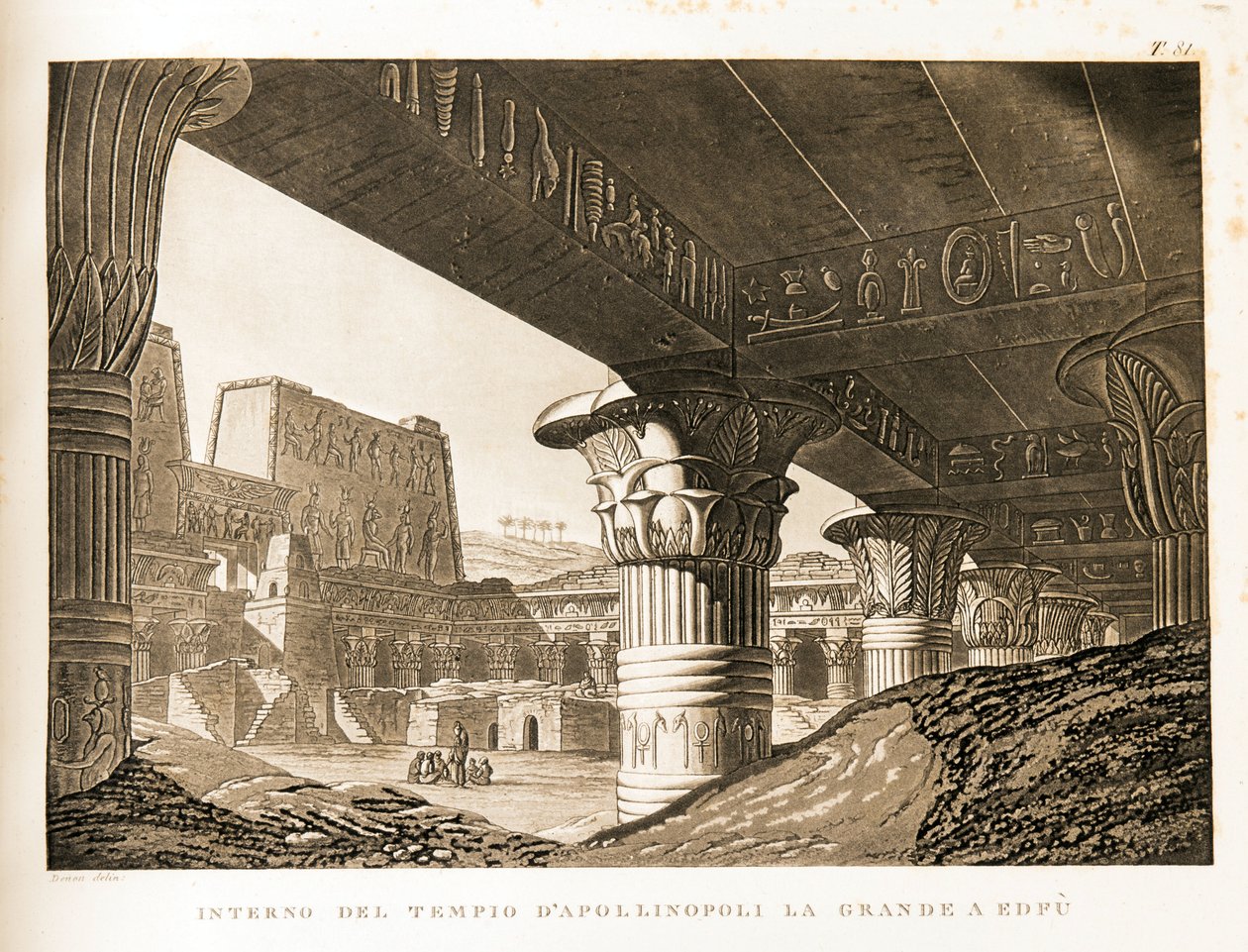 Intern Uitzicht van de Tempel van Apollinopolis in Edfu, Egypte Illustratie uit de Atlas van Egypte door Unbekannter Künstler
