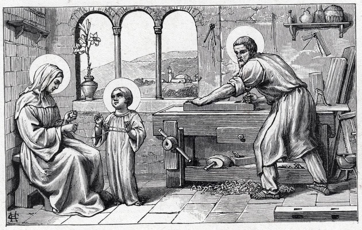 Jezus dient Maria. Alfabet van het kind Jezus. Editie van 1932. Houtsneden gesigneerd H G. Privécollectie door William M. Timlin