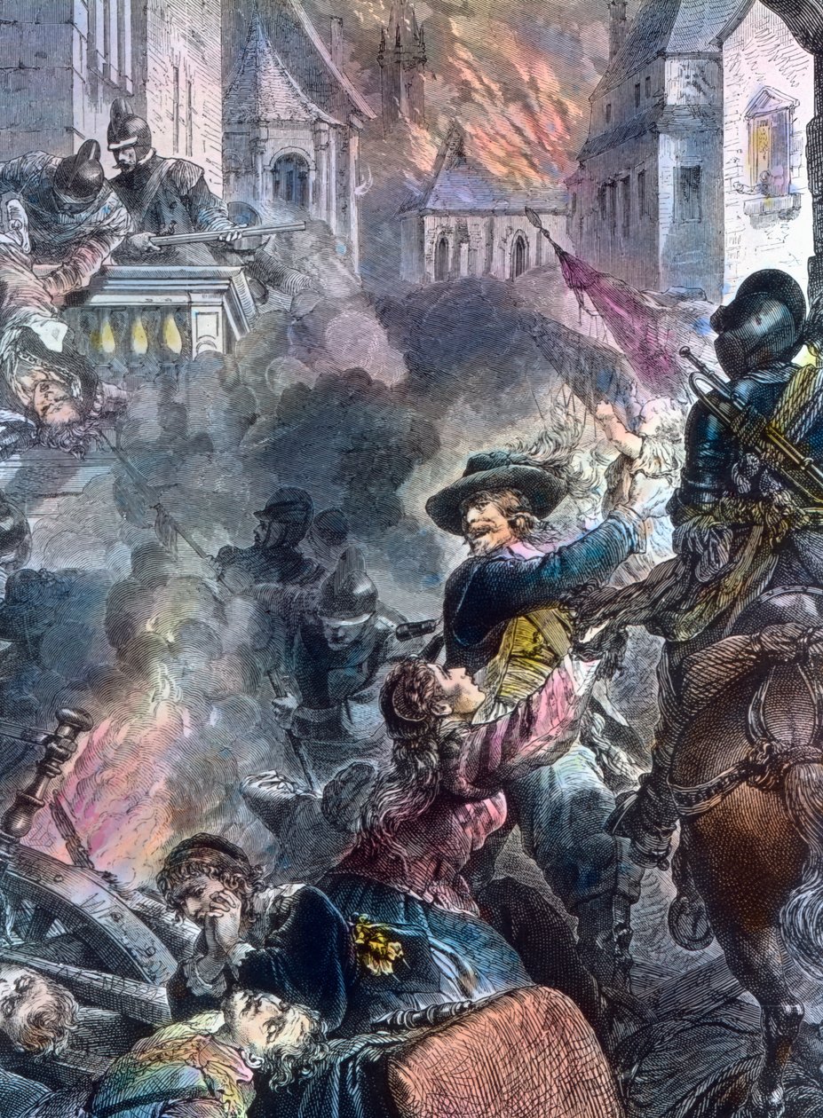 Johann Tserclaes vechtend in de stad Maagdenburg door Unbekannter Künstler