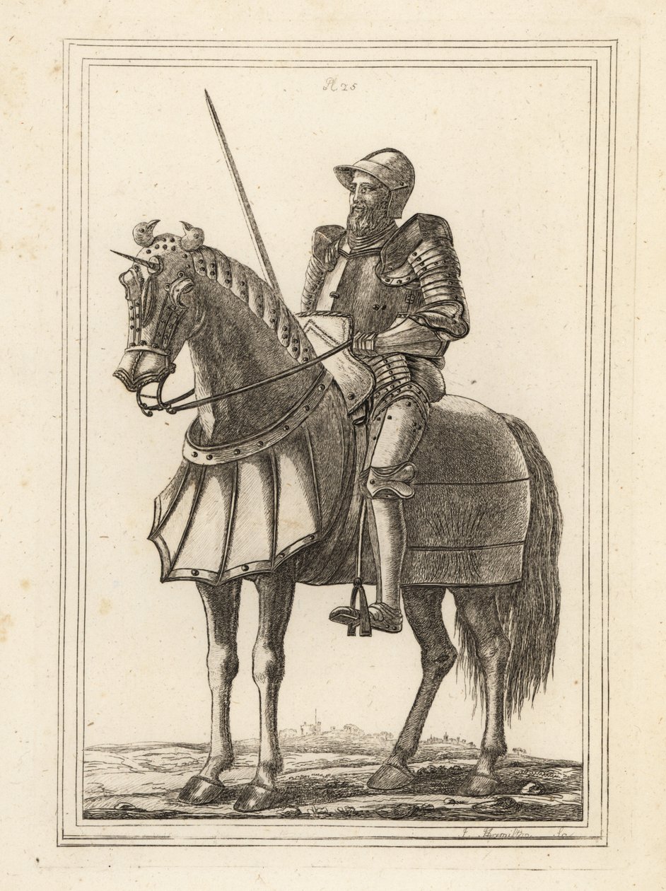 Koning Edward III afgebeeld als een gewapende ridder te paard uit de wapenkamer van de Tower of London door Unbekannt