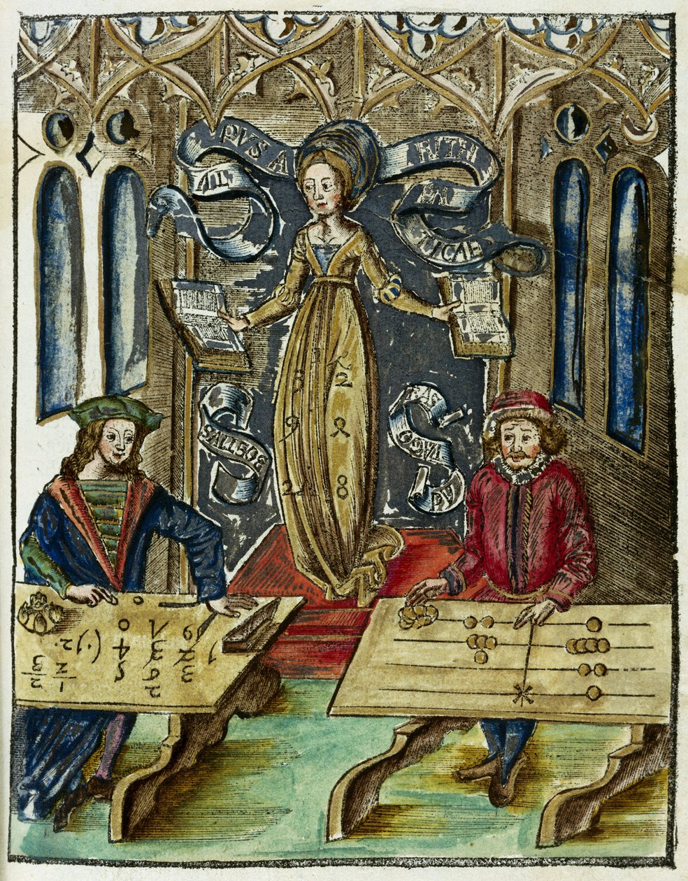 De wiskundige instrumenten in de 16e eeuw: snelheid van berekening tussen Pythagoras (580-500 v.Chr.) en Boëthius (480-524), Pythagoras gebruikt zijn telraam (abacus) en Boëthius gebruikt algoritmen door Unbekannt