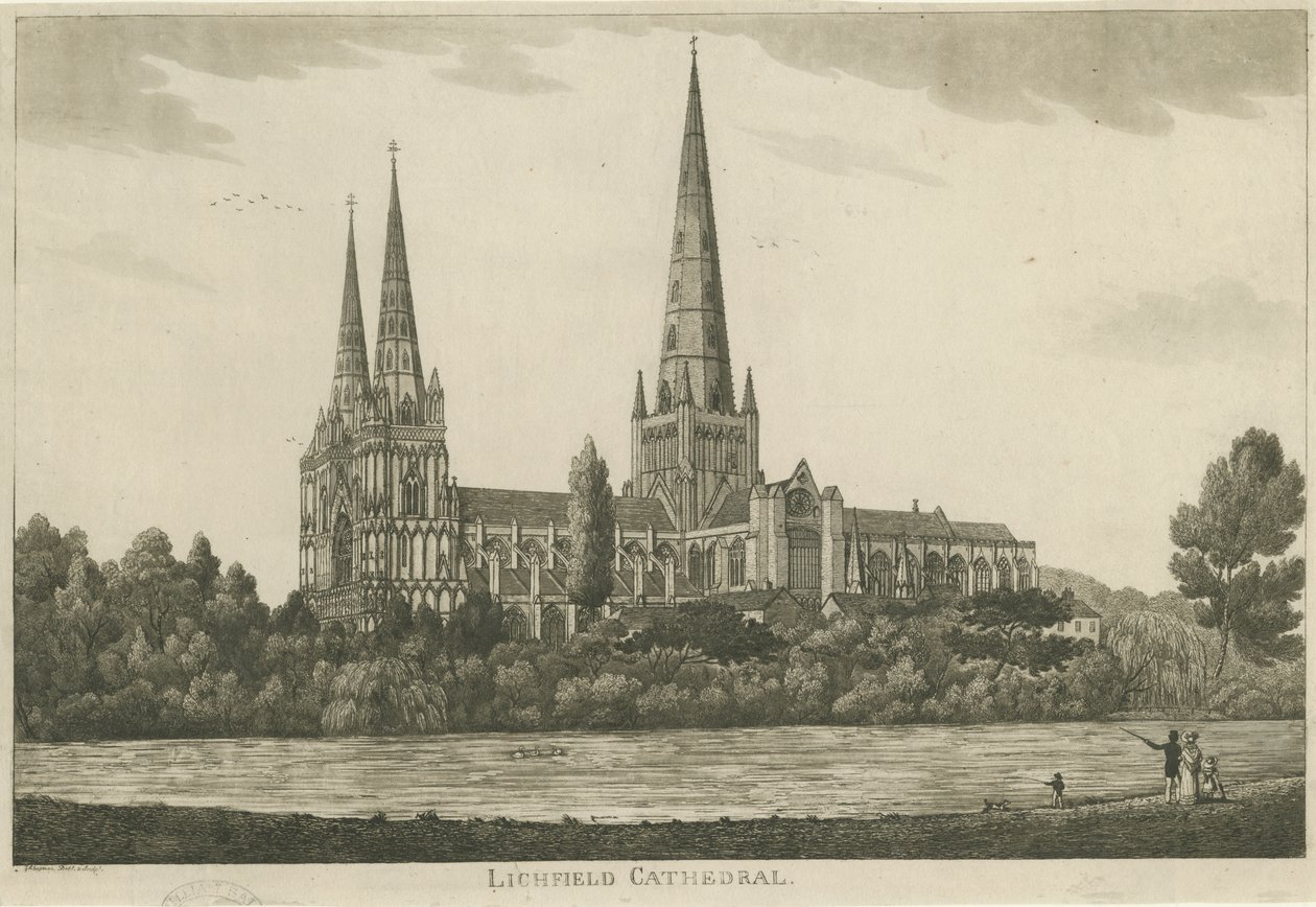 Lichfield Cathedral - Zuidaanzicht door Unbekannt