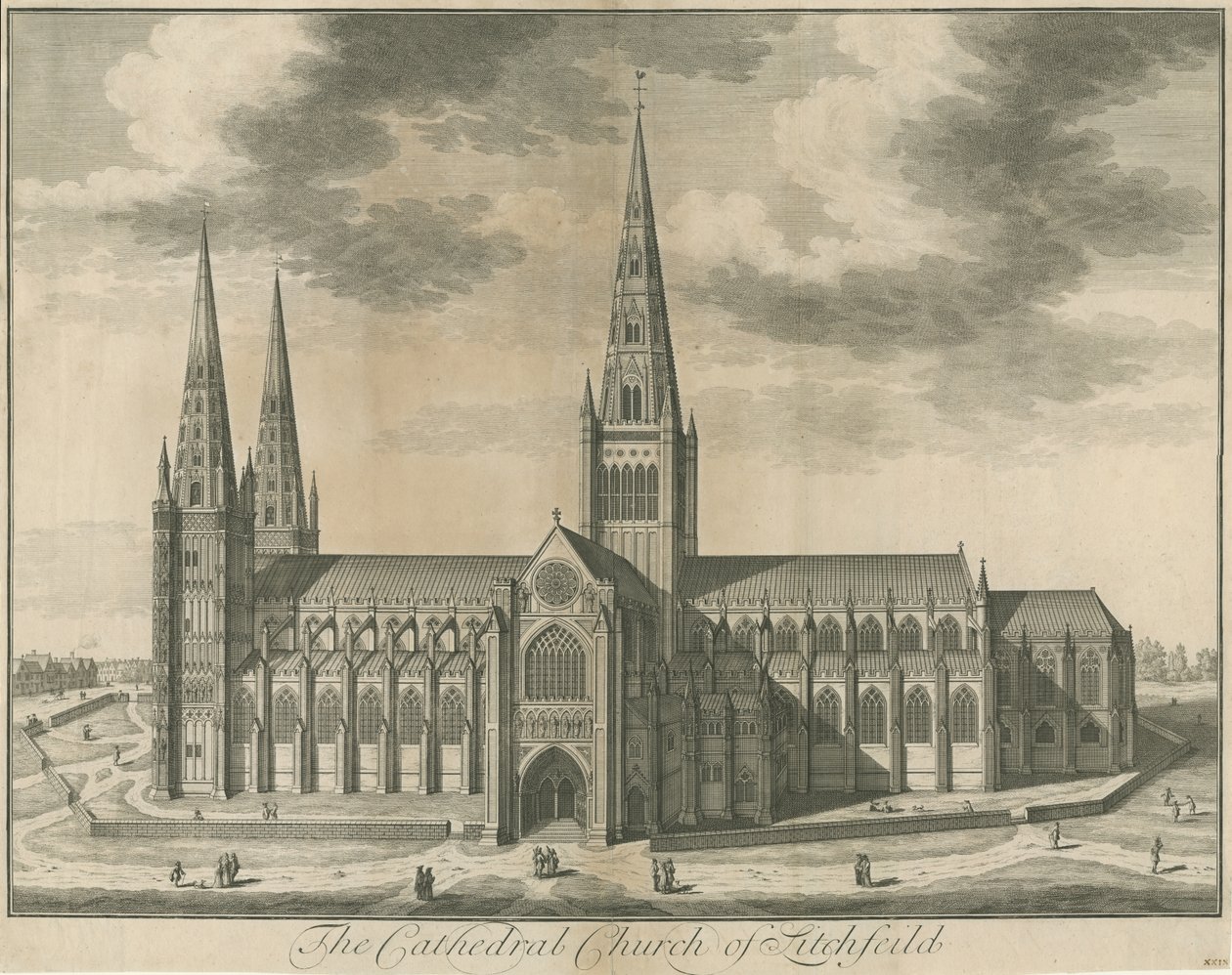 Lichfield Cathedral - Zuidaanzicht door Unbekannt