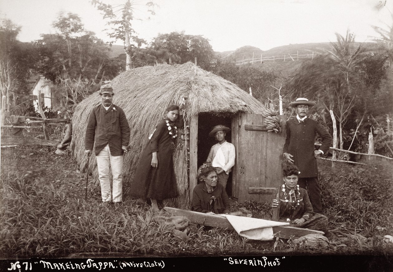 Het maken van Tappa, een inheems doek, ca. 1875 door Unbekannt