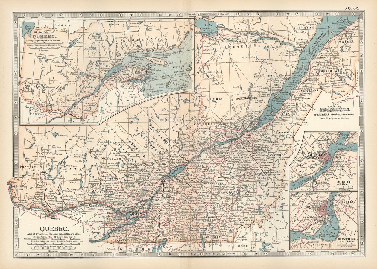 Kaart van Quebec, Canada, ca. 1900 door Unbekannter Künstler