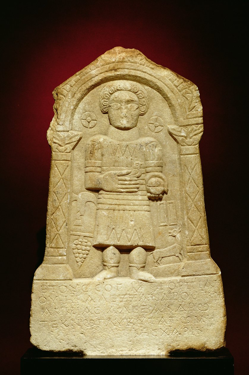 Marmeren grafstèle, met Griekse inscriptie, Romeins, 3e eeuw v.Chr. door Unbekannt