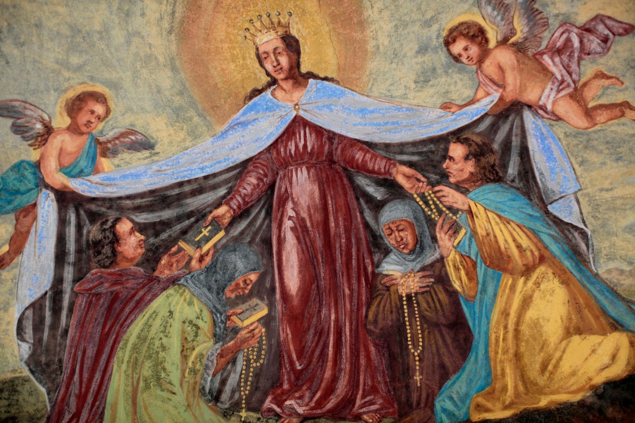 Maria fresco in Loreto kerk, Praag, Tsjechië door Unbekannt