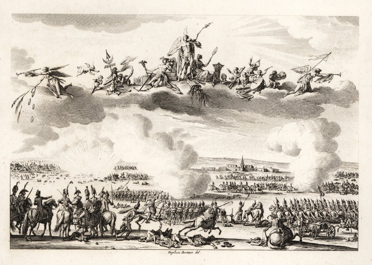 Napoleon Bonaparte, Eerste Consul van de Franse Republiek, bevelvoerend over het Franse leger bij de Slag bij Marengo door Unbekannt