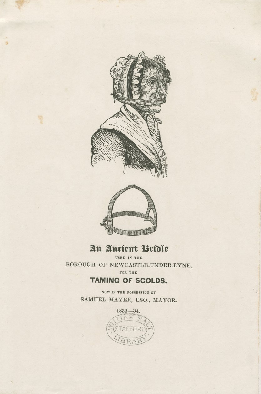 Newcastle-under-Lyme - Een Schandmasker: houtsnede, nd [ca. 1833-4] door Unbekannt