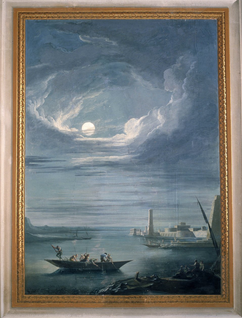 Nachtelijke scène met de vissers. Fresco van de Sala del Consiglio (Raadzaal) door Unbekannter Künstler