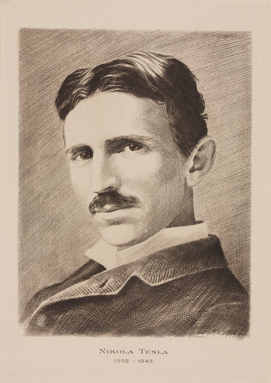 Nikola Tesla, Kroatisch geboren Servische ingenieur, natuurkundige en uitvinder, ca. 1885 door Unbekannt