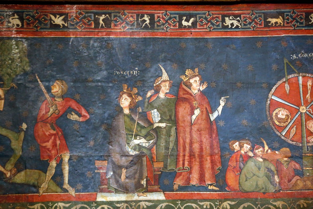 Notre Dame de Clermont kathedraal, Clermont-Ferrand, Frankrijk, St. Joris kapel (laat 13e eeuw), Fresco (detail) door Unbekannt