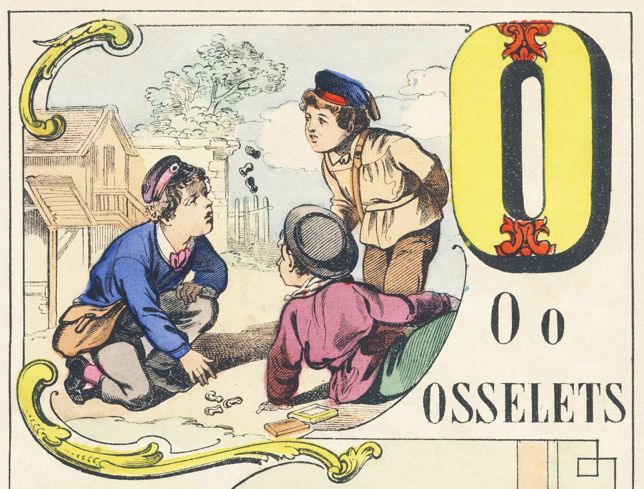 O: osselets - Spelletjes Alfabet, ca. 1890 door Unbekannt