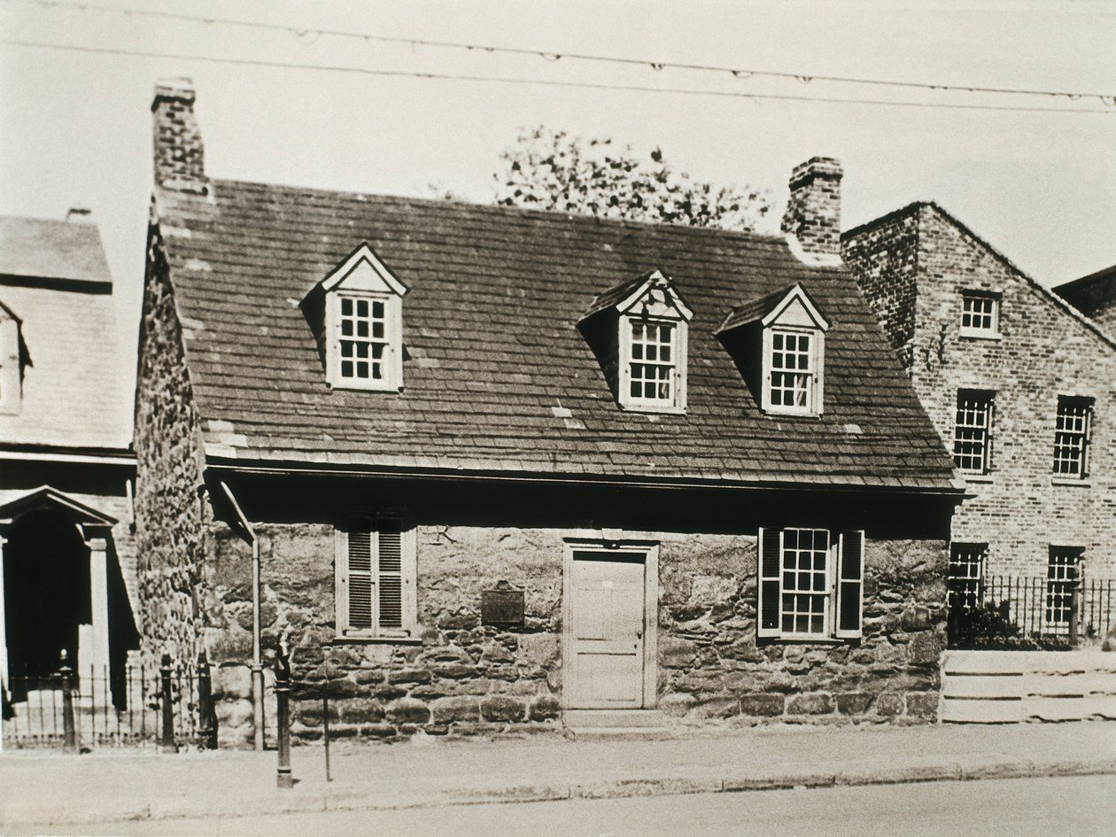 Oude Stenen Huis (1737) het oudste huis in Richmond (Verenigde Staten) vandaag omgevormd tot een museum gewijd aan Edgar Allan Poe (1809-1849), Amerikaanse schrijver door Unbekannt