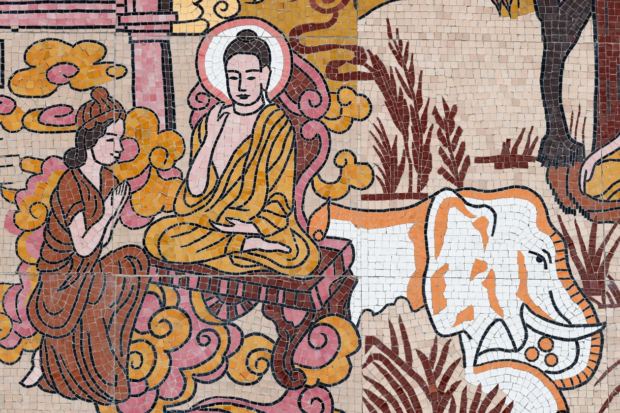 Ong Nui boeddhistische pagode, muurschildering, Het leven van de Boeddha, Quy Nhon, Vietnam, 2019 door Unbekannt