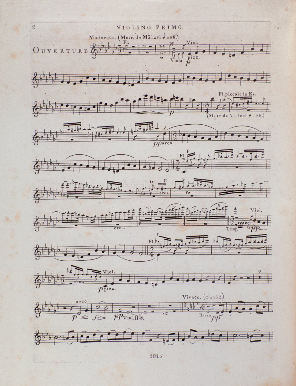 Pagina van muziekpartituur voor de eerste viool van de opera Jessonda door Louis Spohr door Unbekannter Künstler
